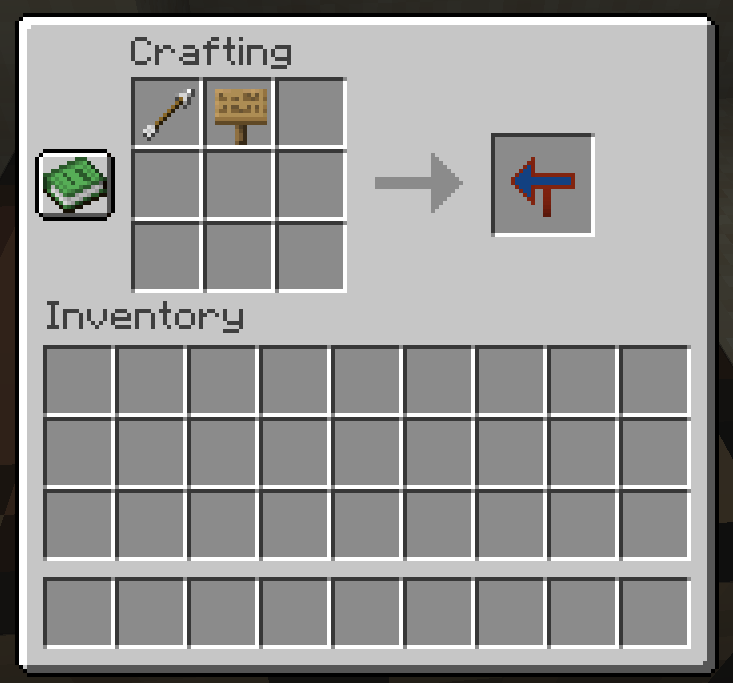 Crafting recipe for the Arrow Sign